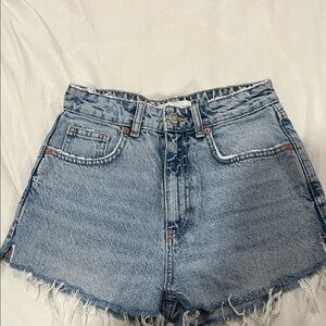 Zara Blue Distressed Jean Shorts